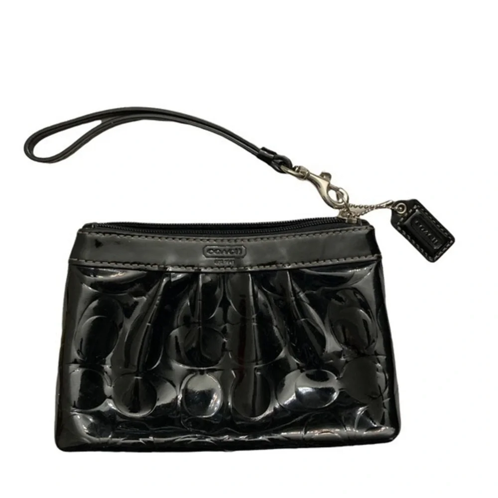 Coach embossed patent leather wristlet bag